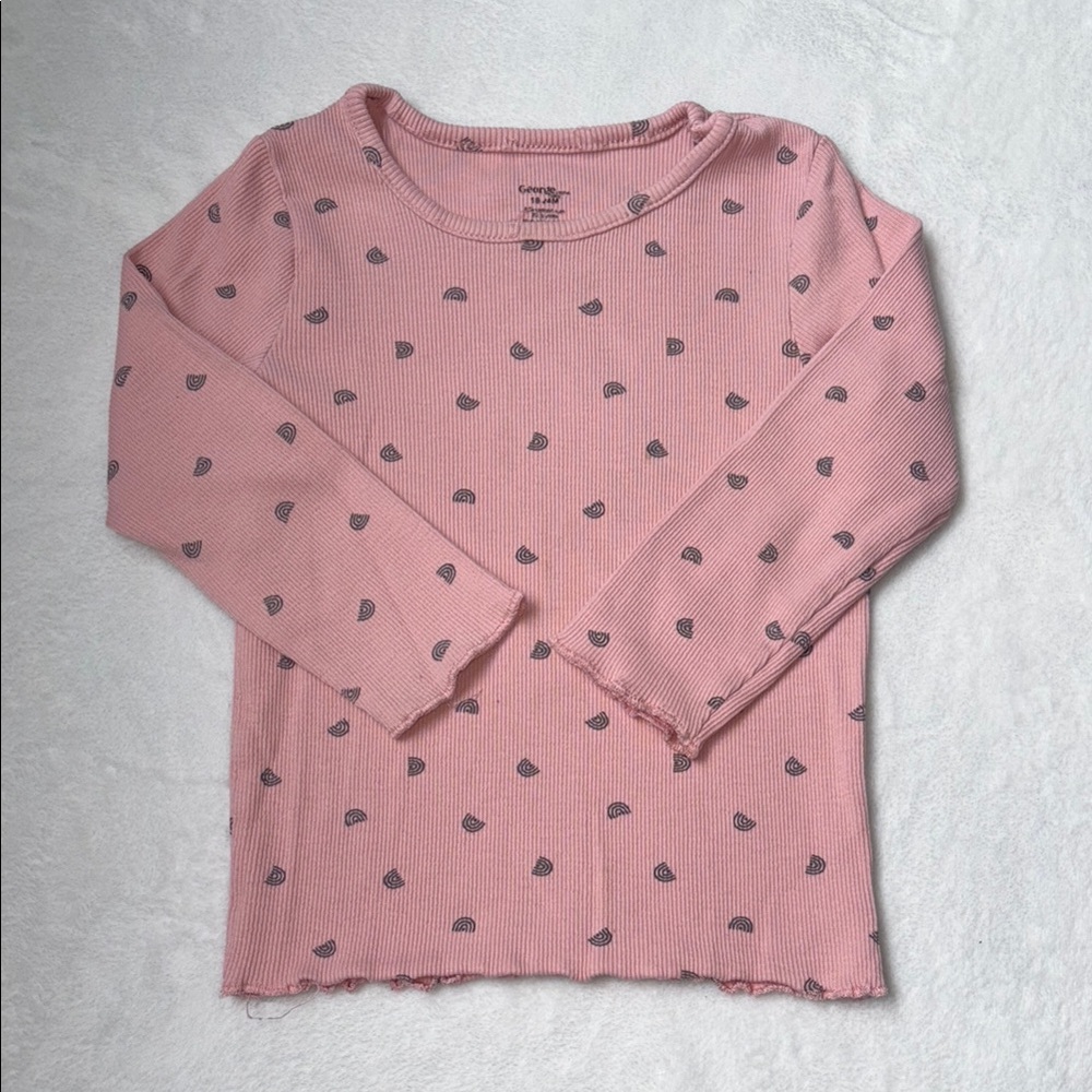 (3 for $10) George ribbed Pink rainbow Pattern Shirt